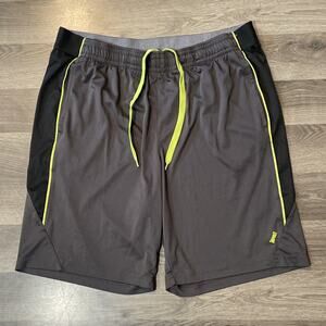 Tapout Men’s Athletic Shorts Large Gray Black Neon Yellow Green MMA Training Gym